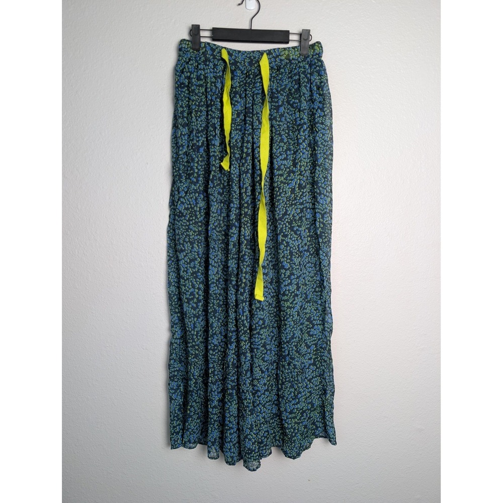 Free People‎ Wide Leg Pants S Floral Chiffon Elastic Waist Pockets Drawstring